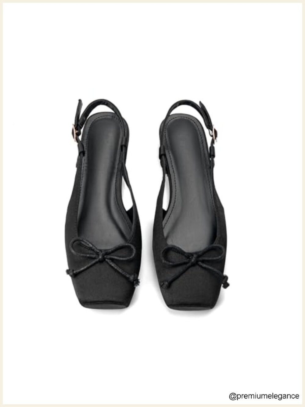 Women's Satin Ballet Flats Square Toe Slingback Bow Dressy Shoes Ankle Buckle